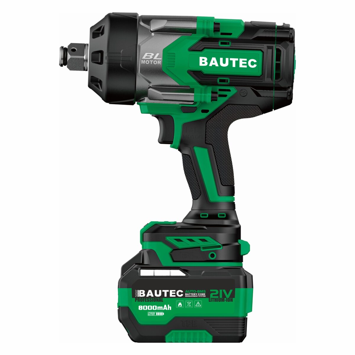 Акумуляторний ударний гайковерт Bautec 826 (21 В, до 2100 Н·м, Li-ion, бесщёточный)