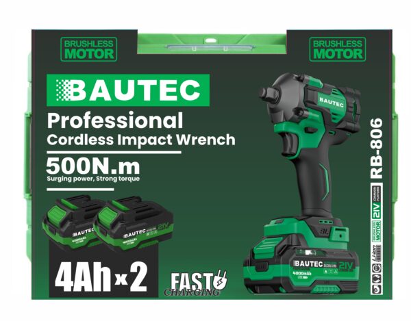 JM-125A Plastic case color sleeve 22221111133333 Акумуляторний ударний гайковерт Bautec RB-806 (21 В, до 500 Н·м, Li-ion, бесщёточный)